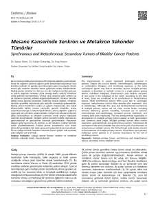 Mesane Kanserinde Senkron ve Metakron Sekonder Tümörler