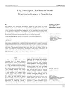 Kalp Yetmezliğinde Ultrafiltrasyon Tedavisi Ultrafiltration Treatment