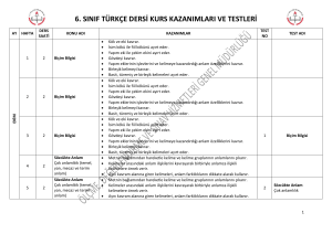 6. sınıf türkçe dersi kurs kazanımları ve testleri