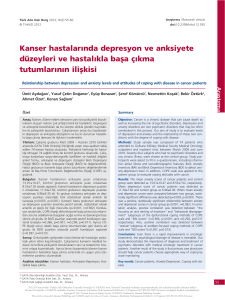 PDF - Kanser hastalarında depresyon ve anksiyete düzeyleri ve