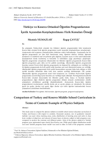 Türkiye ve Kosova Ortaokul Öğretim Programlarının İçerik Açısından