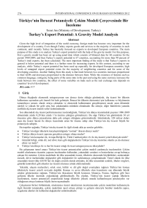 Türkiye`nin İhracat Potansiyeli: Çekim Modeli Çerçevesinde Bir