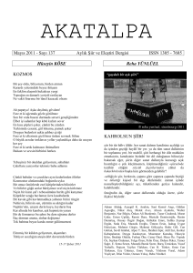 Mayıs 2011 - Sayı 137 Aylık Şiir ve Eleştiri Dergisi ISSN