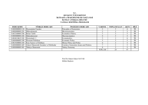 DERS KODU TÜRKÇE DERS ADI İNGİLİZCE DERS ADI YARIYIL