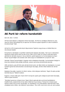 AK Parti bir reform hareketidir