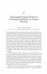 Yakınçağda Osmanlı Devleti`ni Parçalama Politikaları ve Ermeni