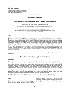 Gıda Endüstrisinde Uygulanan Yeni Çözündürme Teknikleri