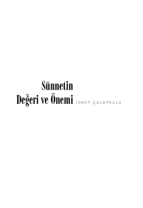 Sünnetin Değeri ve Önemi İSMET ÇALAPKULU