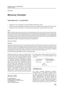 Mikroarray Teknolojisi - Uludağ Üniversitesi Tıp Fakültesi Dergisi