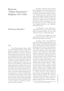 Rusya`nın “Türkiye Ermenistan`ı” Politikası (1917