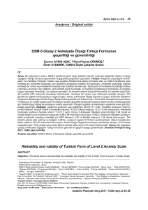 DSM-5 Düzey 2 Anksiyete Ölçeği Türkçe Formunun