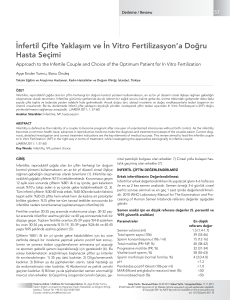 İnfertil Çifte Yaklaşım ve İn Vitro Fertilizasyon`a Doğru