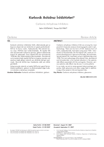 Karbonik Anhidraz İnhibitörleri - Glokom