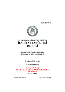 ilahiyat fakültesi dergisi - Süleyman Demirel Üniversitesi İlahiyat