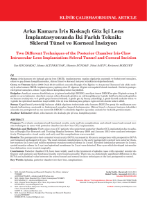 Arka Kamara İris Kıskaçlı Göz İçi Lens İmplantasyonunda İki Farklı