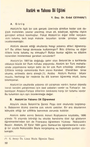 Atatürk ve Yabancı Dil Eğitimi