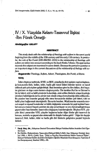 IV 1. X. Yüzyılda Kelam-Tasawuf ilişkisi - İSAM Kütüphanesi