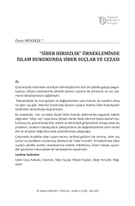 “siber hırsızlık” örnekleminde islam hukukunda siber suçlar ve cezası