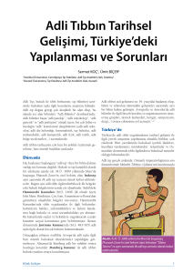Adli Tıbbın Tarihsel Gelişimi, Türkiye`deki Yapılanması ve Sorunları