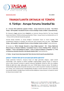 TRANSATLANTİK ORTAKLIK VE TÜRKİYE 4. Türkiye