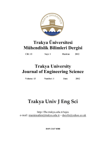 Trakya Univ J Eng Sci - Trakya Üniversitesi