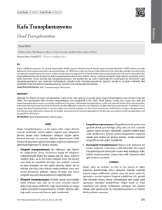 Kafa Transplantasyonu - Türk Nöroşirürji Dergisi