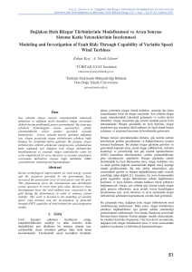 51 Değişken Hızlı Rüzgar Türbinlerinin Modellenmesi ve
