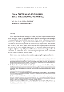 islam öncesi arap geleneğinin islam miras hukuku`ndaki rolü