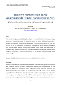 Hegel ve Nietzsche`nin Tarih Anlayışlarında