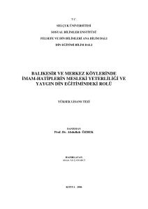 balıkesir ve merkez köylerinde imam-hatiplerin mesleki yeterliliği ve