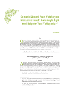 Osmanlı Dönemi Arazi Vakıflarının Menşei ve Hukukî Konumuyla