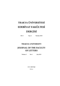 edebiyat fakültesi dergisi - Trakya Üniversitesi