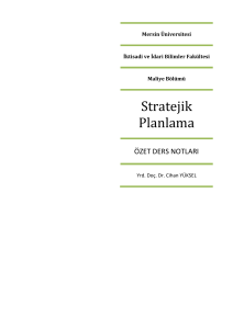 Stratejik Planlama - Yrd.Doç.Dr. Cihan YÜKSEL