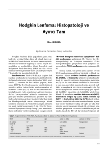 Hodgkin Lenfoma: Histopatoloji ve Ay›r›c› Tan›