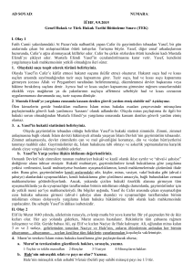 İÜHF, 9.9.2015 Genel Hukuk ve Türk Hukuk Tarihi Bütünleme Sınavı