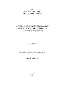 Kanserli 15-19 yaş grubu adölesanların umutsuzluk, depresyon ve