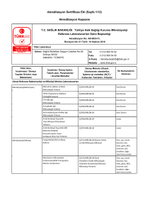 Akreditasyon Sertifikası Eki (Sayfa 1/12) Akreditasyon Kapsamı