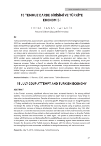 15 temmuz darbe girişimi ve türkiye ekonomisi