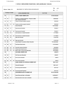 1.7 Bütçe Giderlerinin Fonksiyonel Sınıflandırılması Tablosu