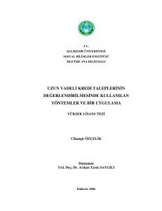 uzun vadeli kredi taleplerinin değerlendirilmesinde kullanılan