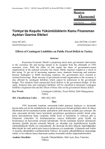 Türkiye`de Koşullu Yükümlülüklerin Kamu Finansman Açıkları