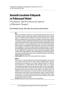 Bariatrik Cerrahinin Psikiyatrik ve Psikososyal Yönleri