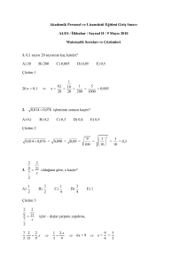 ales 2010 ilkbahar sayısal ıı matematik soru ve çözümleri
