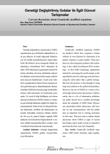 PDF - Genetiği Değiştirilmiş Gıdalar ile İlgili Güncel Tartışmalar