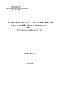 plazma adiponektin düzeyi ve diğer insulin rezistansı parametreleri
