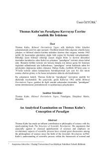 Thomas Kuhn`un Paradigma Kavrayışı Üzerine Analitik