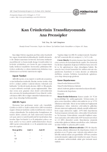 Kan Ürünlerinin Transfüzyonunda Ana Prensipler