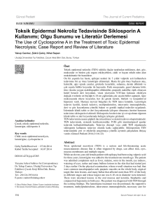 Toksik Epidermal Nekroliz Tedavisinde Siklosporin A Kullanımı
