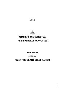2013 yeditepe üniversitesi fen-edebiyat fakültesi bologna lisans fizik