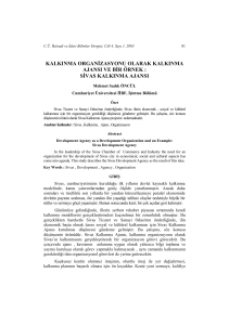 sivas kalkınma ajansı - Cumhuriyet Üniversitesi Bilimsel Yayınları
